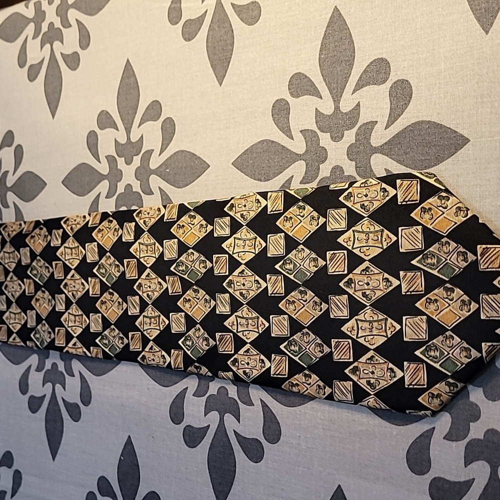 Sutter & Grant Silk Tie Black with Gold, Orange, and Green Accents